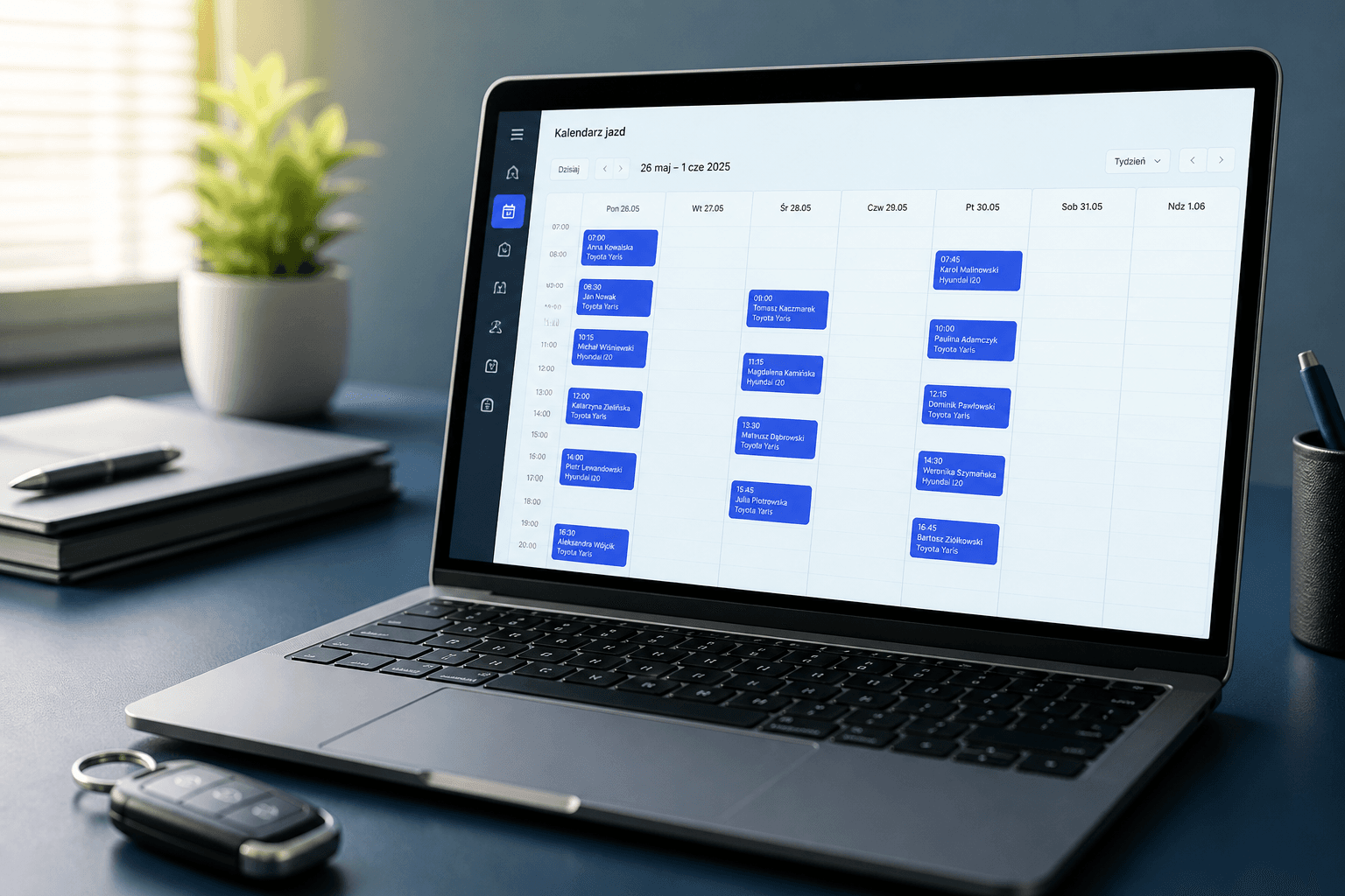 Grafik jazd na laptopie — punkt startu wdrożenia systemu w OSK